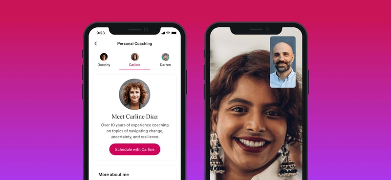 coach and coachee on video call within app
